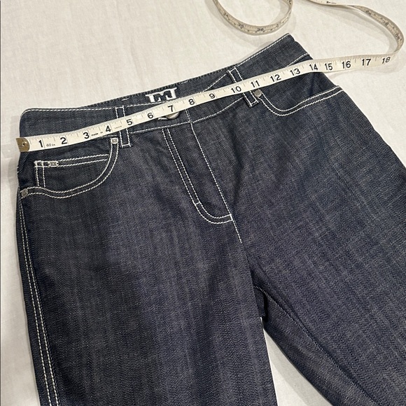 Escada Gray Blue White Stitch Straight Leg Jeans 4 - Picture 10 of 12